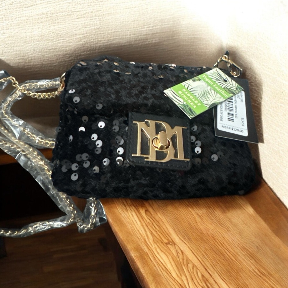 Badgley MISCHKA Black Sequin Crossbody Bag